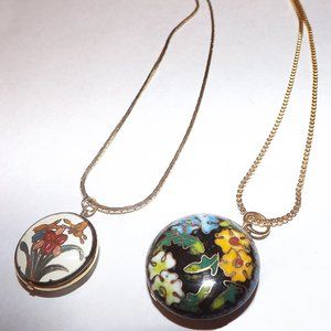 Vintage Lot 2- Asian Cloissone Necklace-Floral